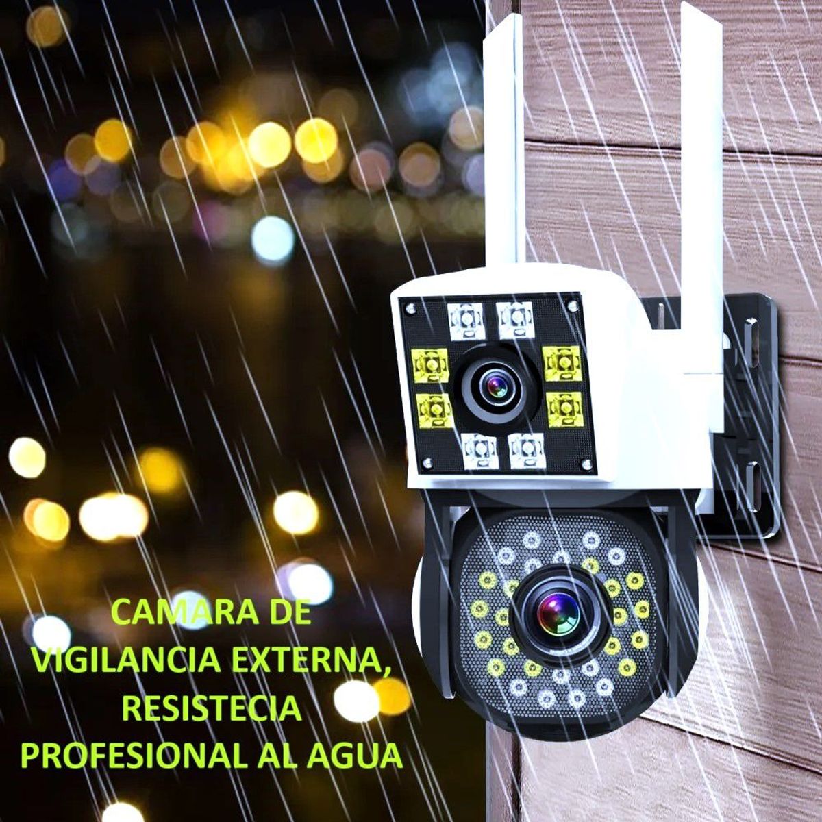 GENERICO - Cámara Vigilancia Dual Full HD Exterior Wifi  Seguridad Impermeable Genieka