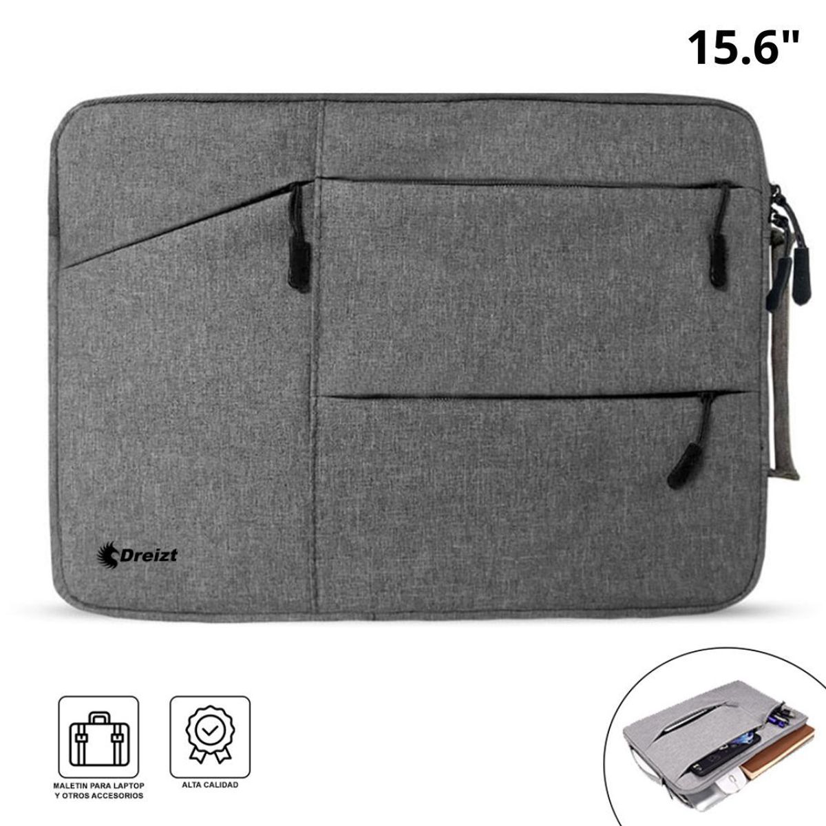 DREIZT - Funda Porta Laptop Notebook de 15.6 Pulgadas Gris