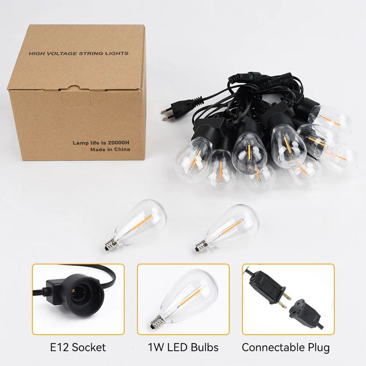 GENERICO - Guirnalda 15 Bombillas 15 metros LED Vintage Jardin Fiestas exterior