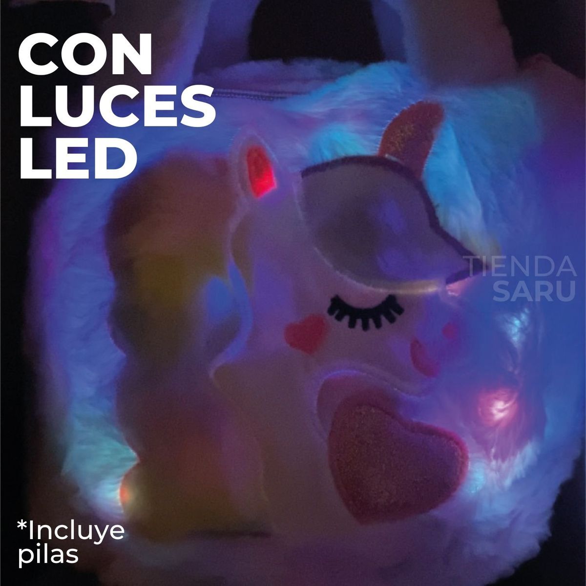 GENERICO - Cartera Unicornio Peluche con Luces Kawaii Niñas