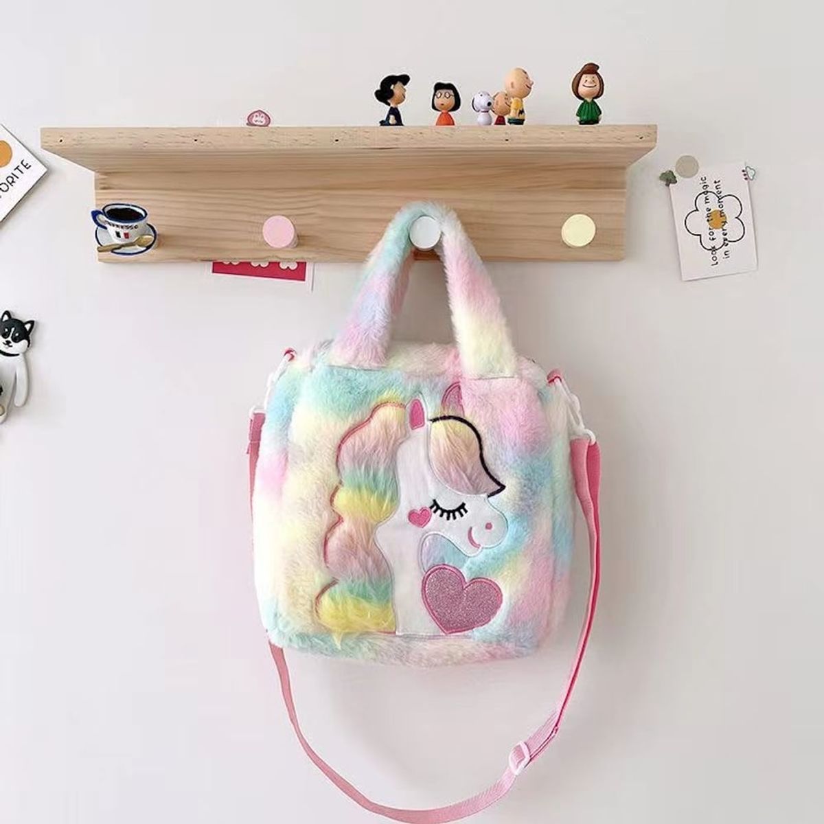 GENERICO - Cartera Unicornio Peluche con Luces Kawaii Niñas