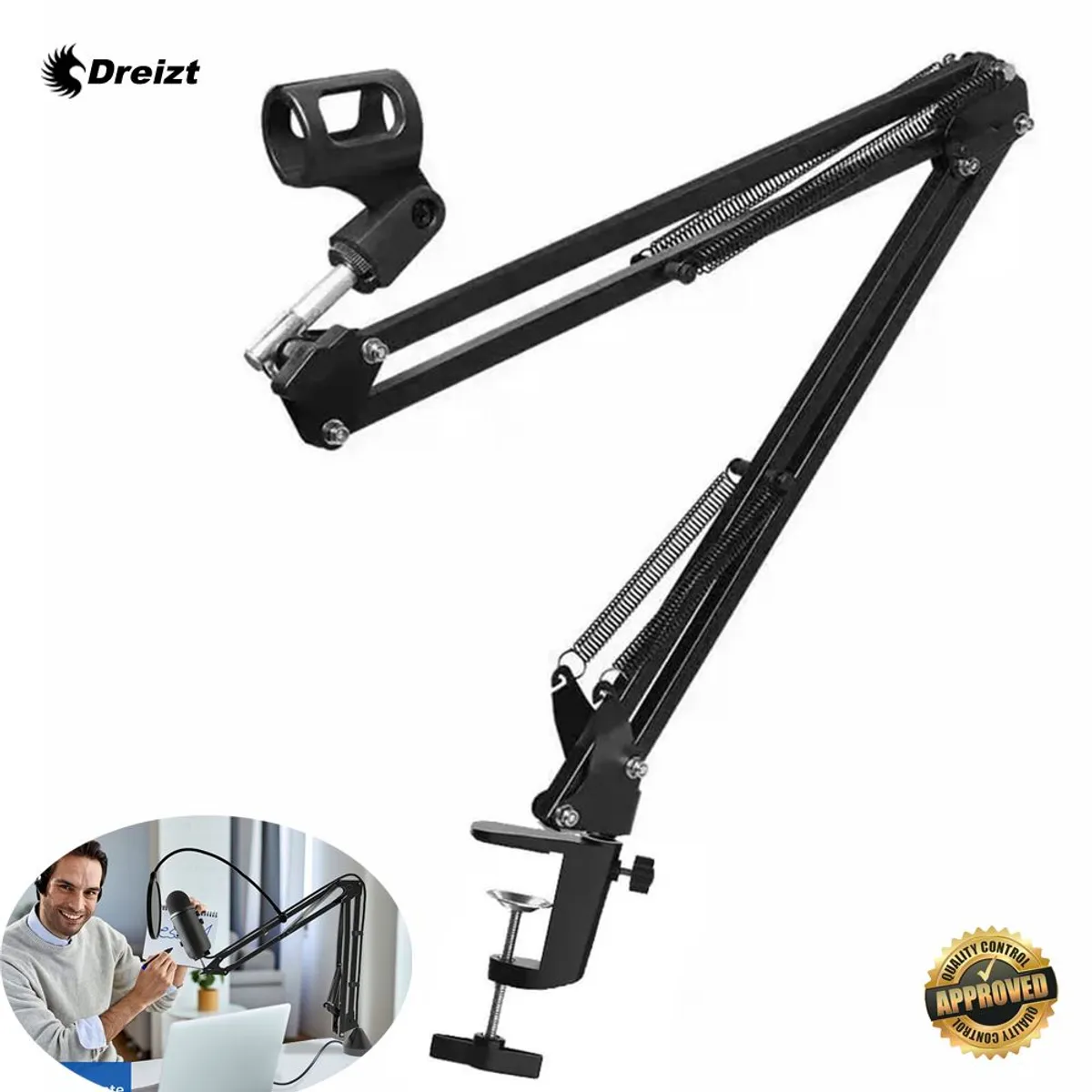 DREIZT - Soporte Brazo para Micrófono Giratorio 360° MIS300015