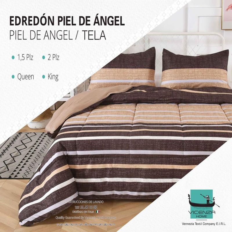 VENEZIA - Set de Edredón 2 Pz C/ Piel de Angel + Sábanas Piel de Angel  + Fundas