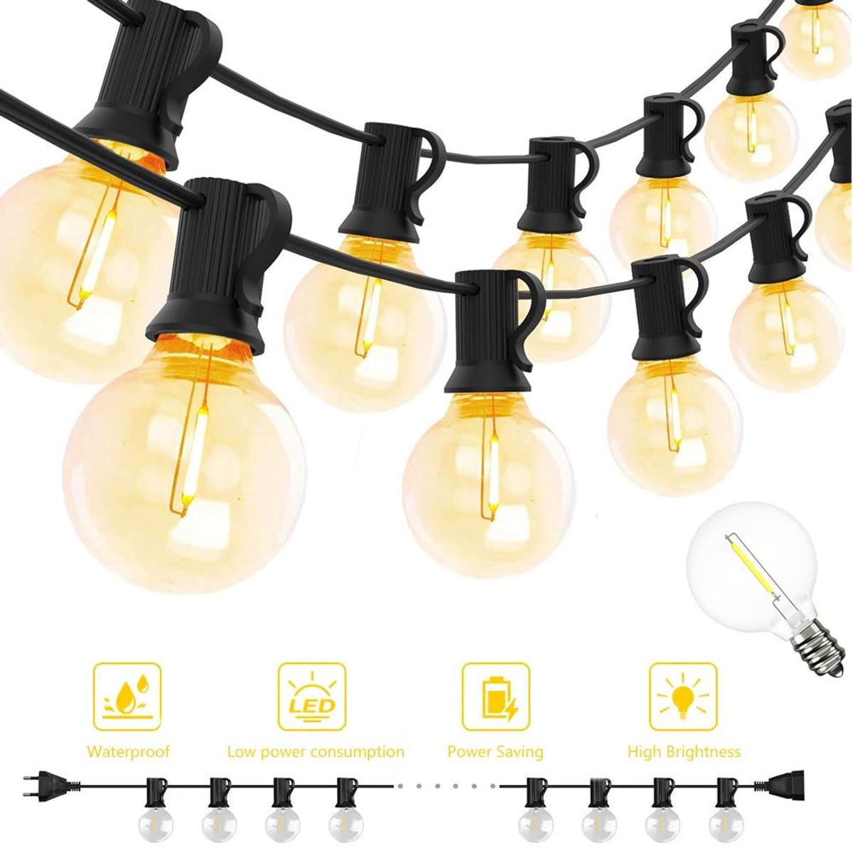 GENERICO - Guirnalda 25 Bombillas 15 metros LED Vintage Jardin Fiestas exterior