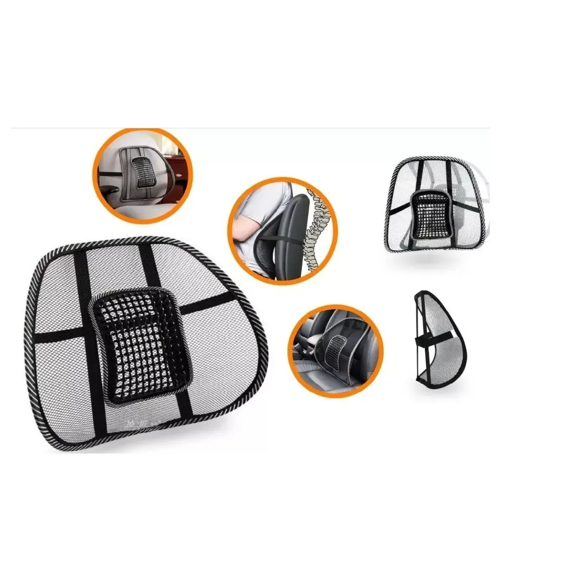 GENERICO - Cojin Respaldar Lumbar + Bolas Antiestres Corrector Postura