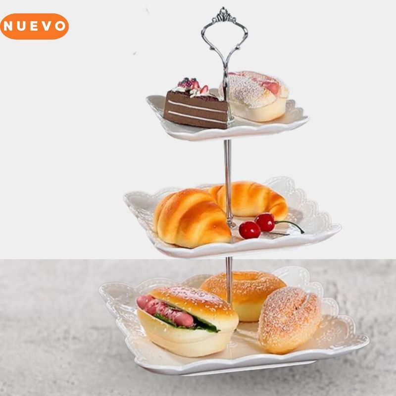 GENERICO - Soporte de Tartas, Corona de 3 niveles Plateado