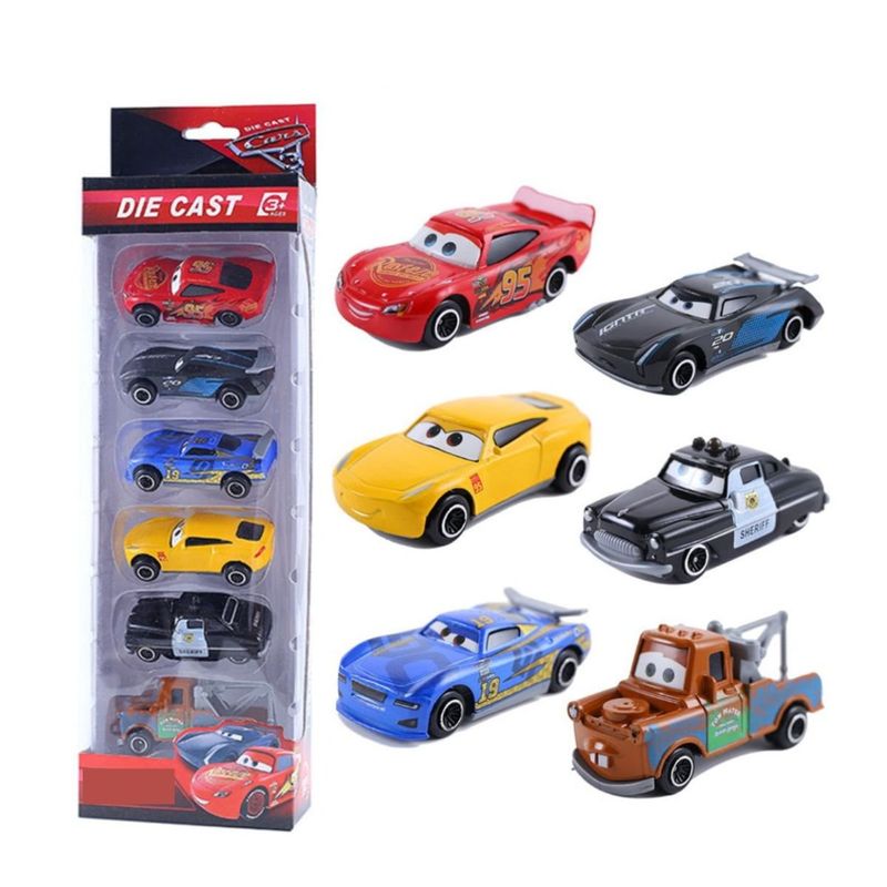 GENERICO - Pack 6 Carros Cars Rayo Mcqueen Metal Juguete Niños Generico