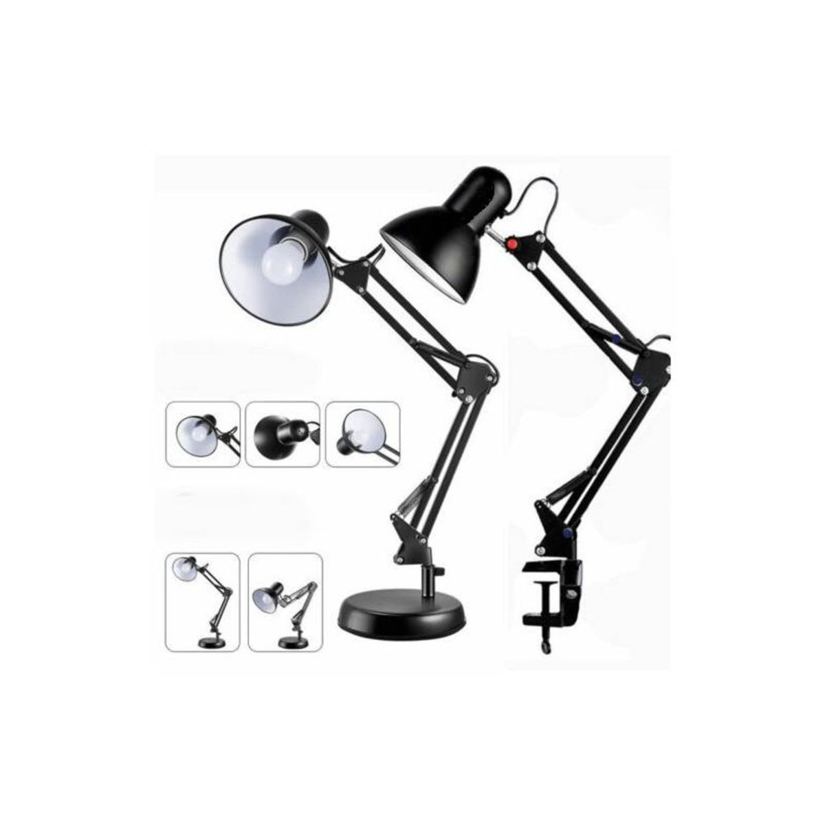 SEISA - Lampara Para Escritorio Plegable Doble base Incluye 1 foco