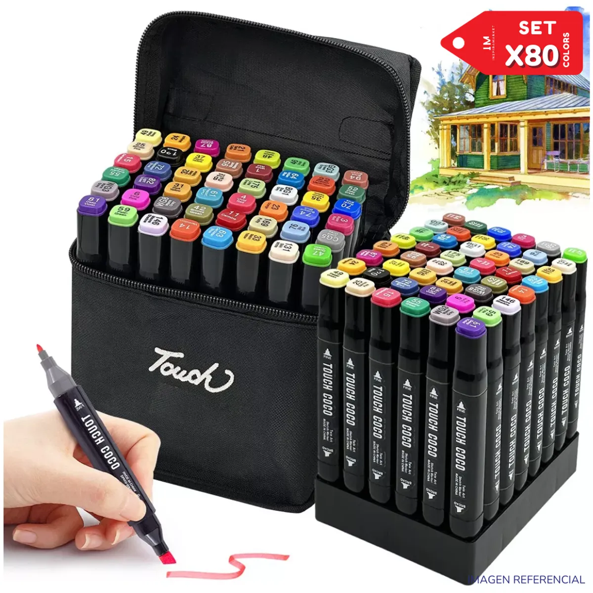 INSPIRA MARKET - Plumones marcadores doble punta set 80 colores