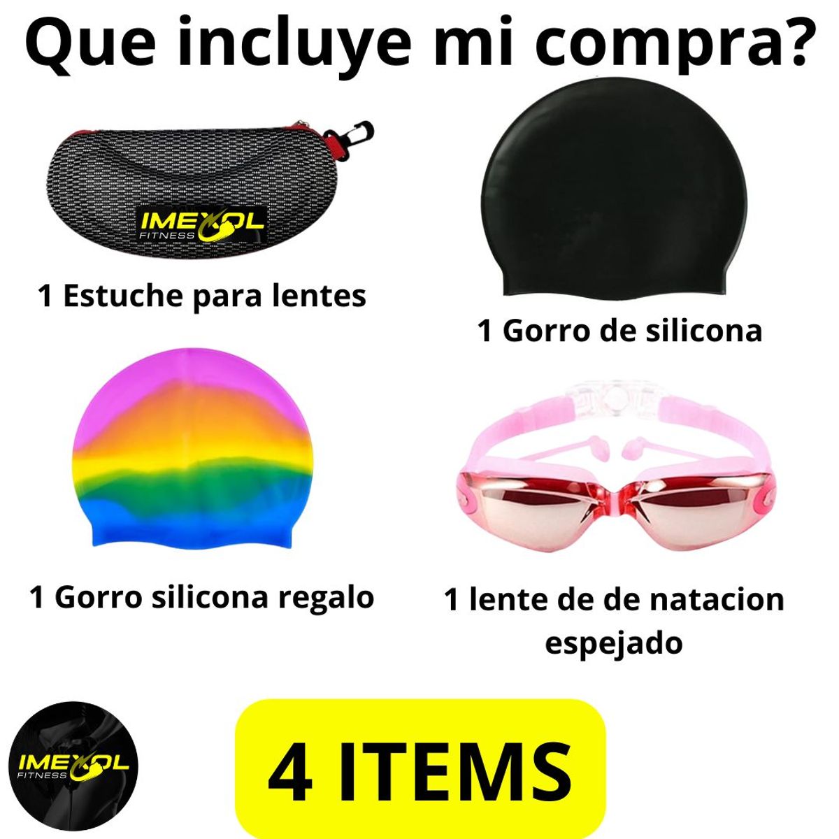 GENERICO - Lentes Natación Rosados HD Protección UV con 2 Gorro