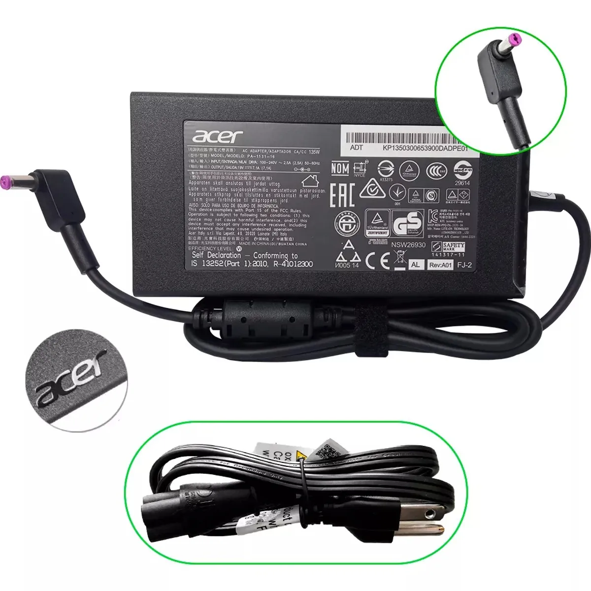 ACER - Cargador Acer Nitro 5 - 7.1a 135w Pa-1131- 16 Gamer