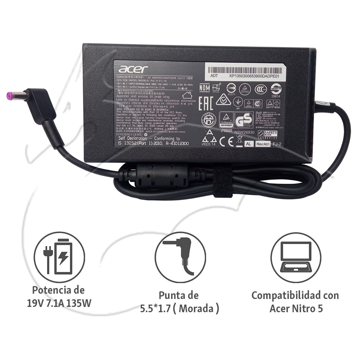 ACER - Cargador Acer Nitro 5 - 7.1a 135w Pa-1131- 16 Gamer