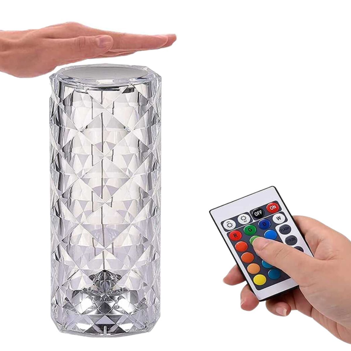ELMEJORPRECIO - Lámpara Recargable Táctil RGB 16 Colores Con Control Modelo Cristal
