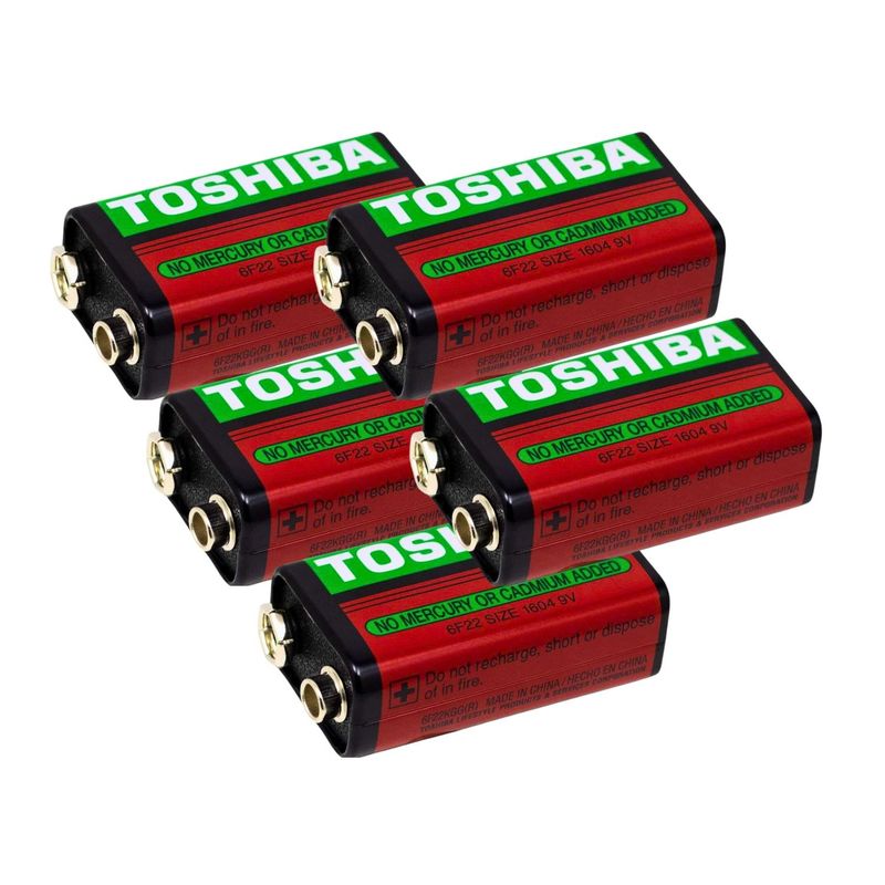 TOSHIBA - Pila Batería TOSHIBA 9V 6F22 Heavy Duty 5 Pilas