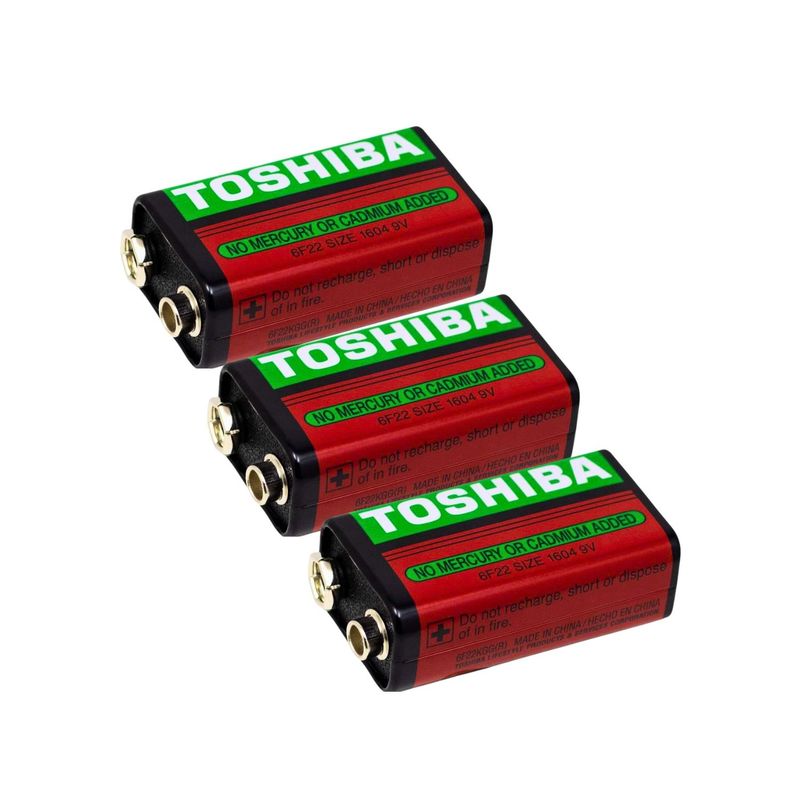 TOSHIBA - Pila Batería TOSHIBA 9V 6F22 Heavy Duty 6F22KGGR Pack 3 Pilas