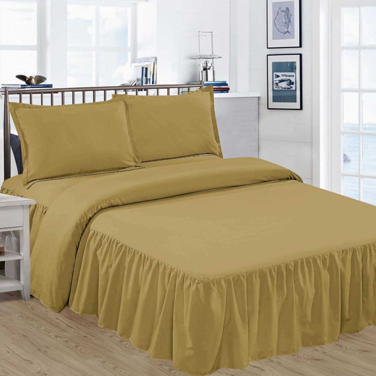 GENERICO - JUEGO DE SÁBANAS CON BLONDA DE 2 PLAZAS