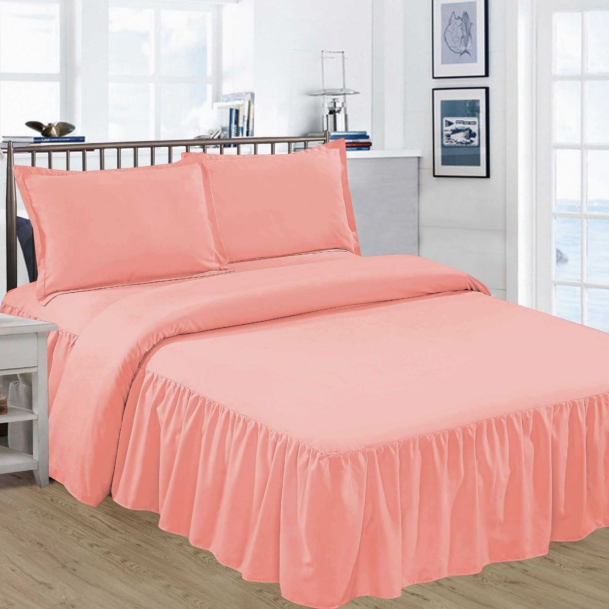 GENERICO - JUEGO DE SÁBANAS CON BLONDA DE 2 PLAZAS