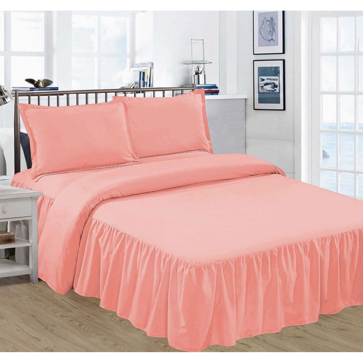 GENERICO - JUEGO DE SÁBANAS CON BLONDA DE 2 PLAZAS