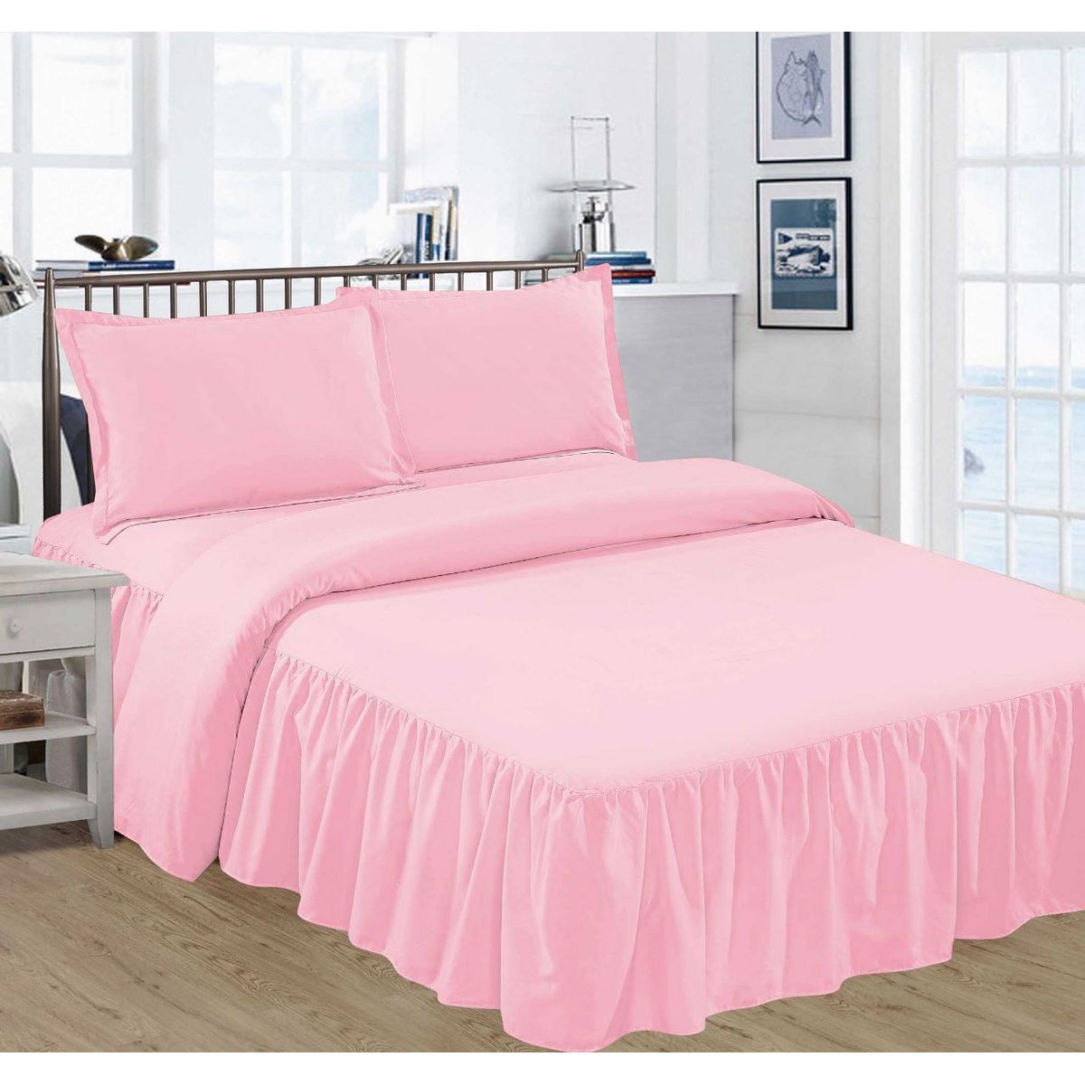 GENERICO - JUEGO DE SÁBANAS CON BLONDA DE 2 PLAZAS