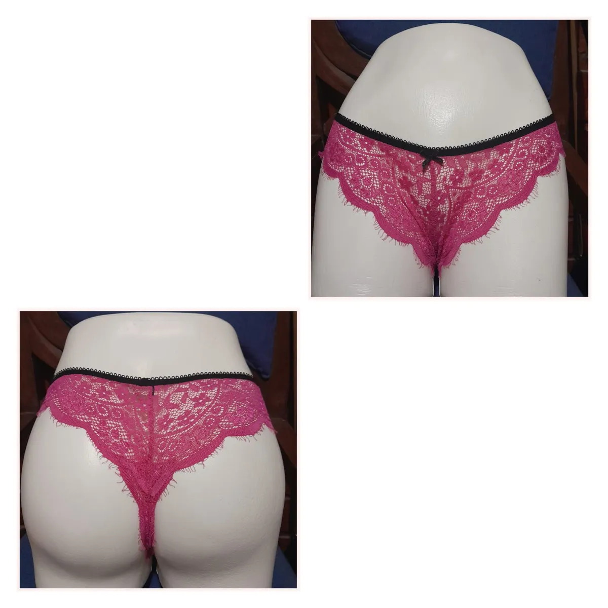 GENERICO - PANTY SEMI HILO SEXY DE ENCAJE Y ALGODON S-M