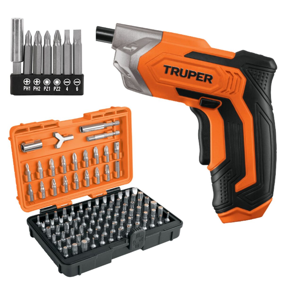 TRUPER - Destornillador inalámbrico profesional 3.6V + juego de 100 puntas