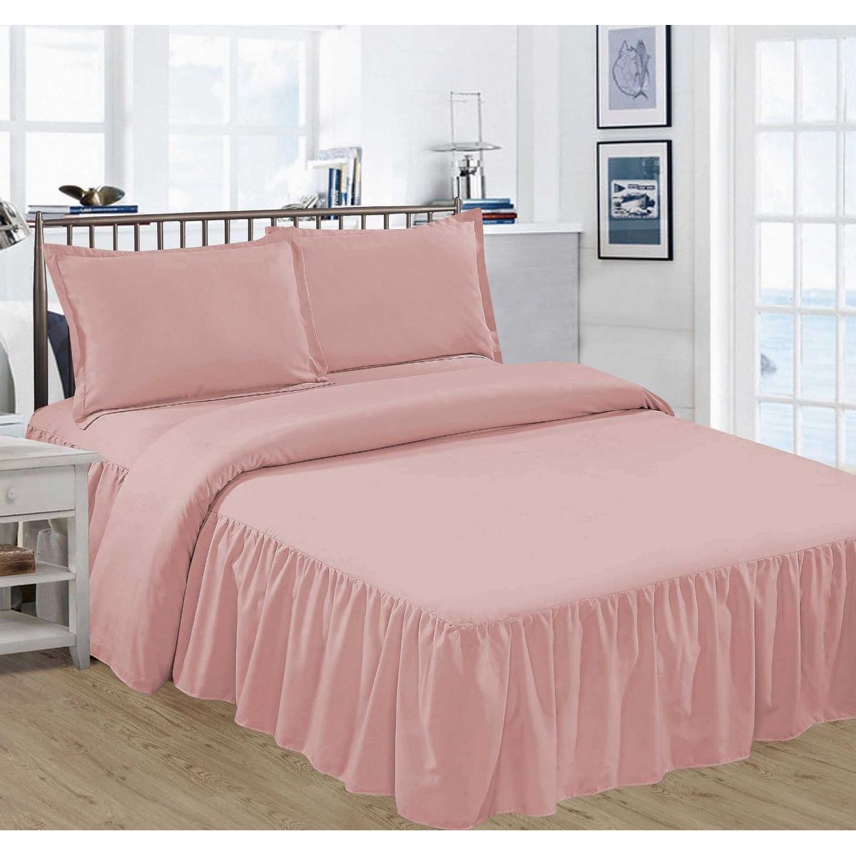 GENERICO - JUEGO DE SÁBANAS CON BLONDA DE 2 PLAZAS