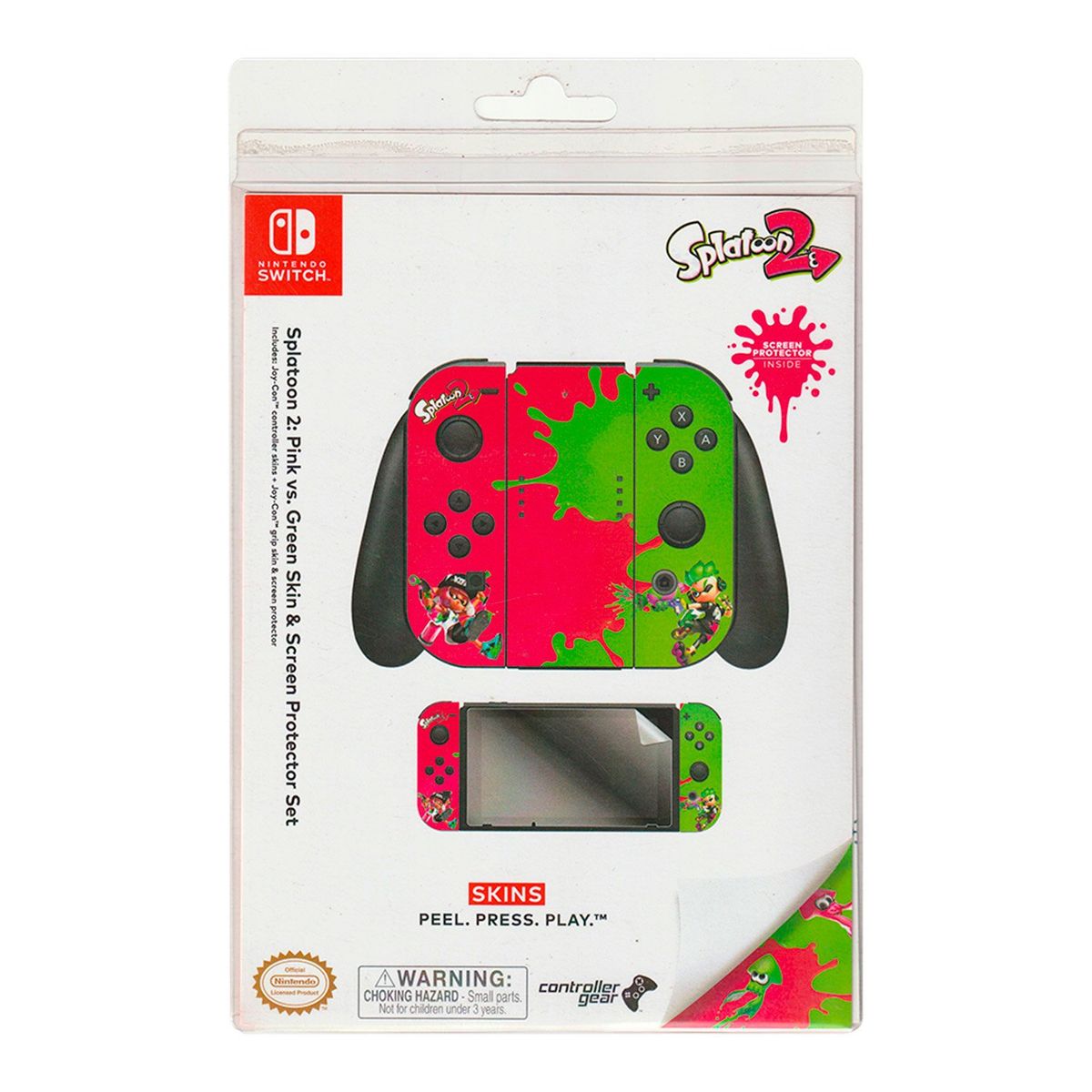 NINTENDO - Skin y Protector Set Nintendo Switch Splatoon 2 Pink Vs Green