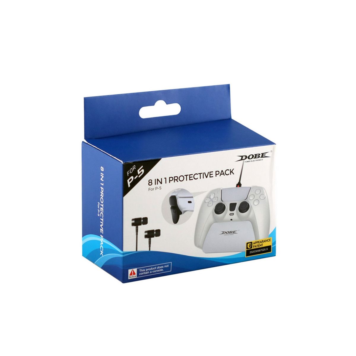 DOBE - Pack Protector Dobe 8 En 1 Para Mando Dualsense PS5 Blanco