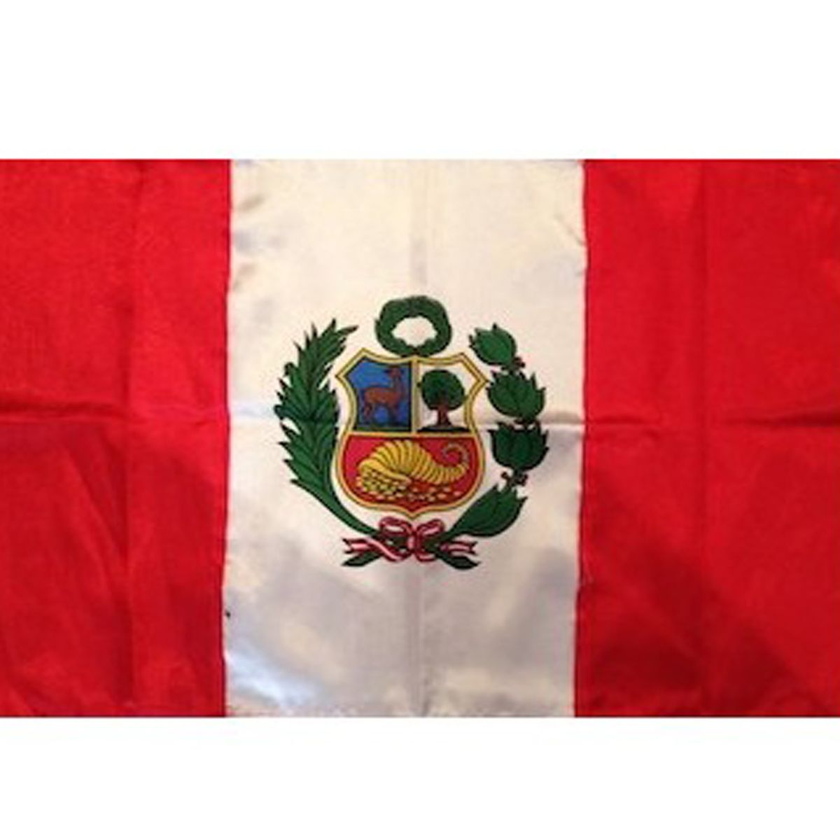GENERICO - Bandera Del Perú 60 Cm X 90 cm Con Escudo en material razo