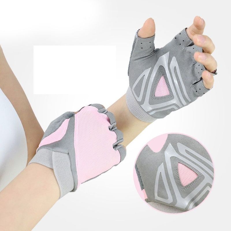 GENERICO - Guantes para Pesas GYM Dama Mesh Talla M Rosado