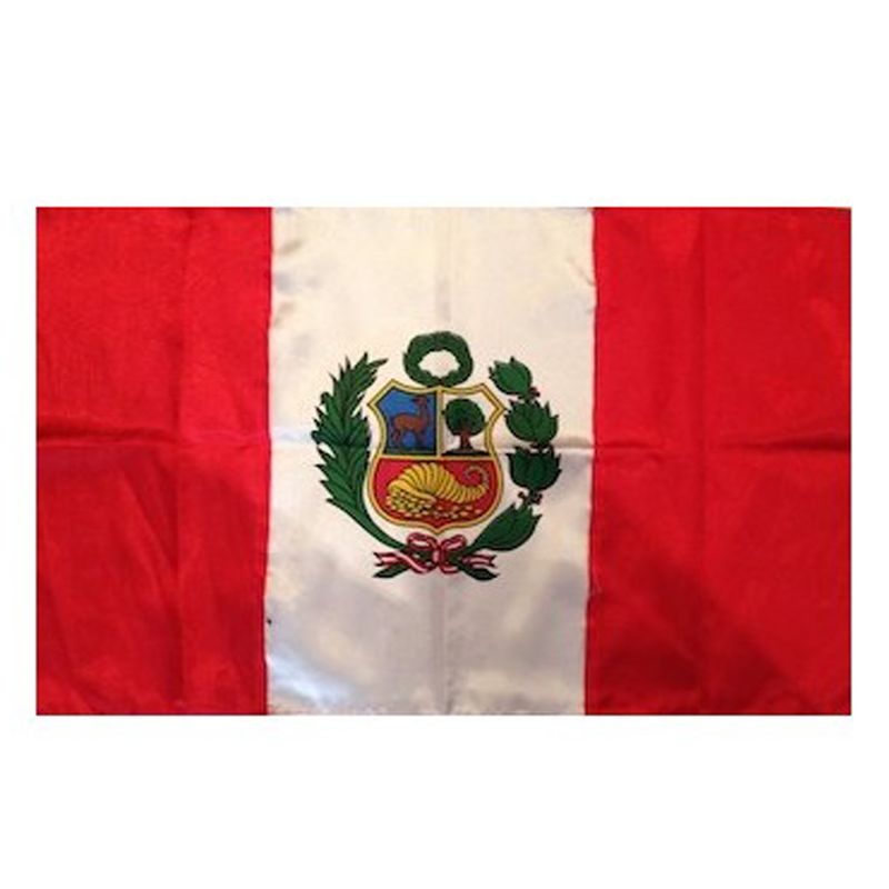 GENERICO - Bandera Del Perú 60 Cm X 90 cm Con Escudo en razo
