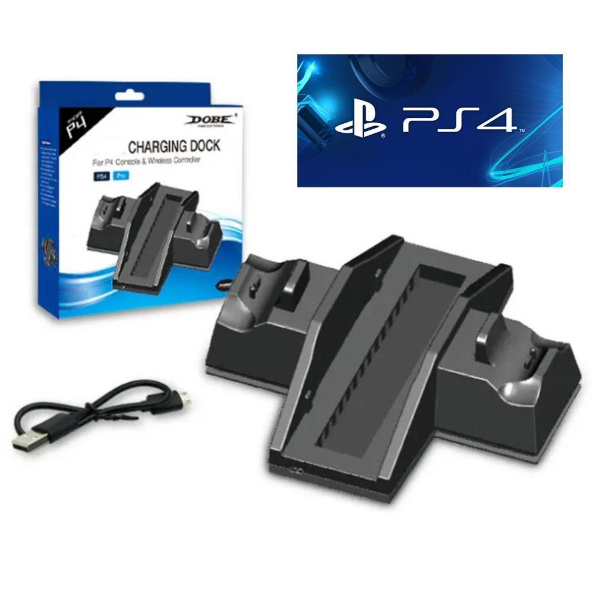 MIMD - Base de Carga Doble Soporte de Consola y Cooler para PlayStation 4 PS4