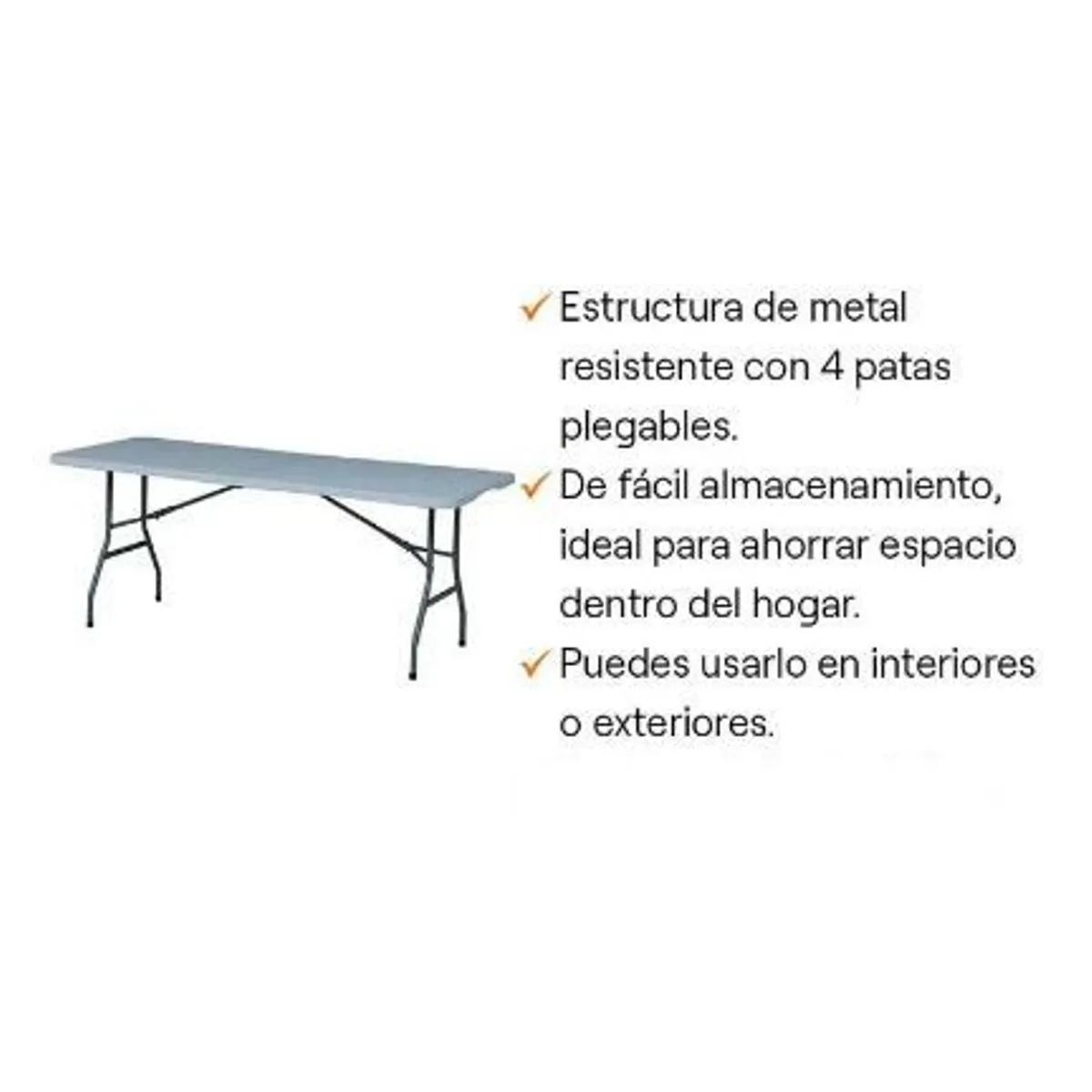 BEHOME - Mesa Plegable color blanco 180 cm Behome.