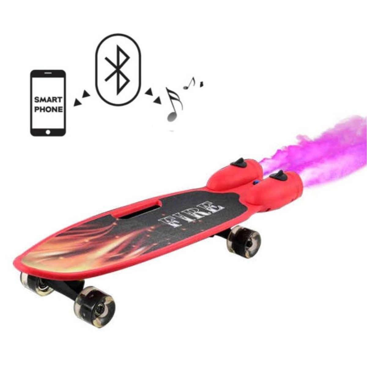 GENERICO - Skateboard Mini Longboard Bota Humo Bluetooth Musical