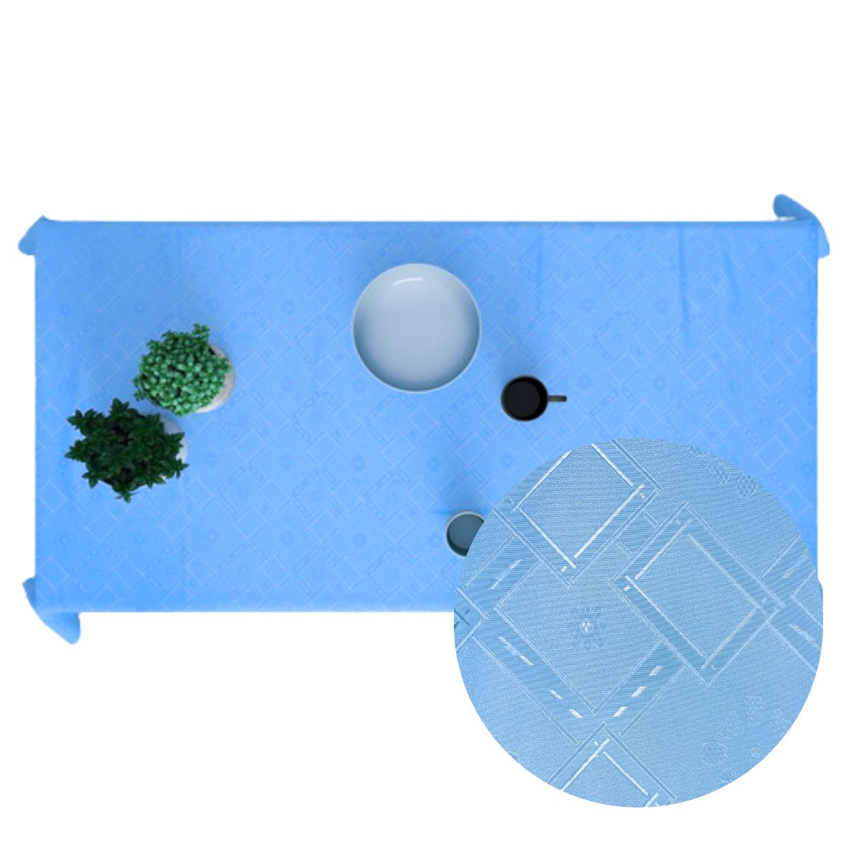 SALA FABULOSA - Mantel de comedor rectangular 2.50 x 1.50 color acero