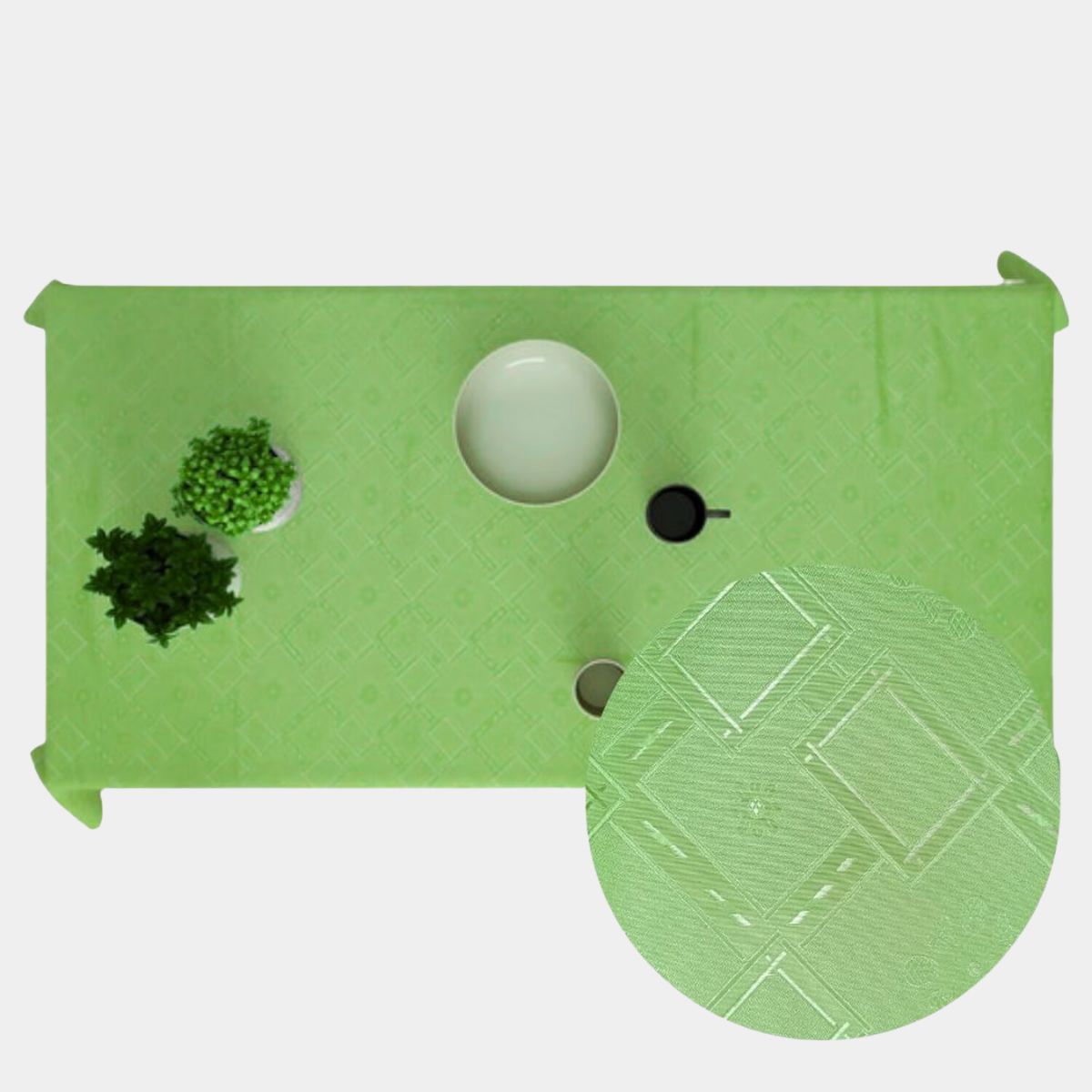 SALA FABULOSA - Mantel de comedor rectangular 2.50 x 1.50 verde manzana