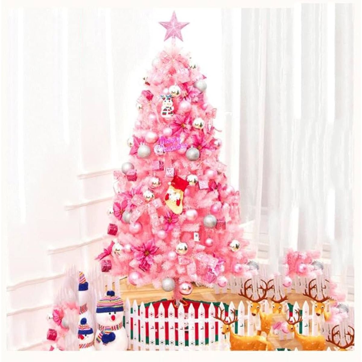 GENERICO - Árbol de Navidad pino 1.80 cm color rosado
