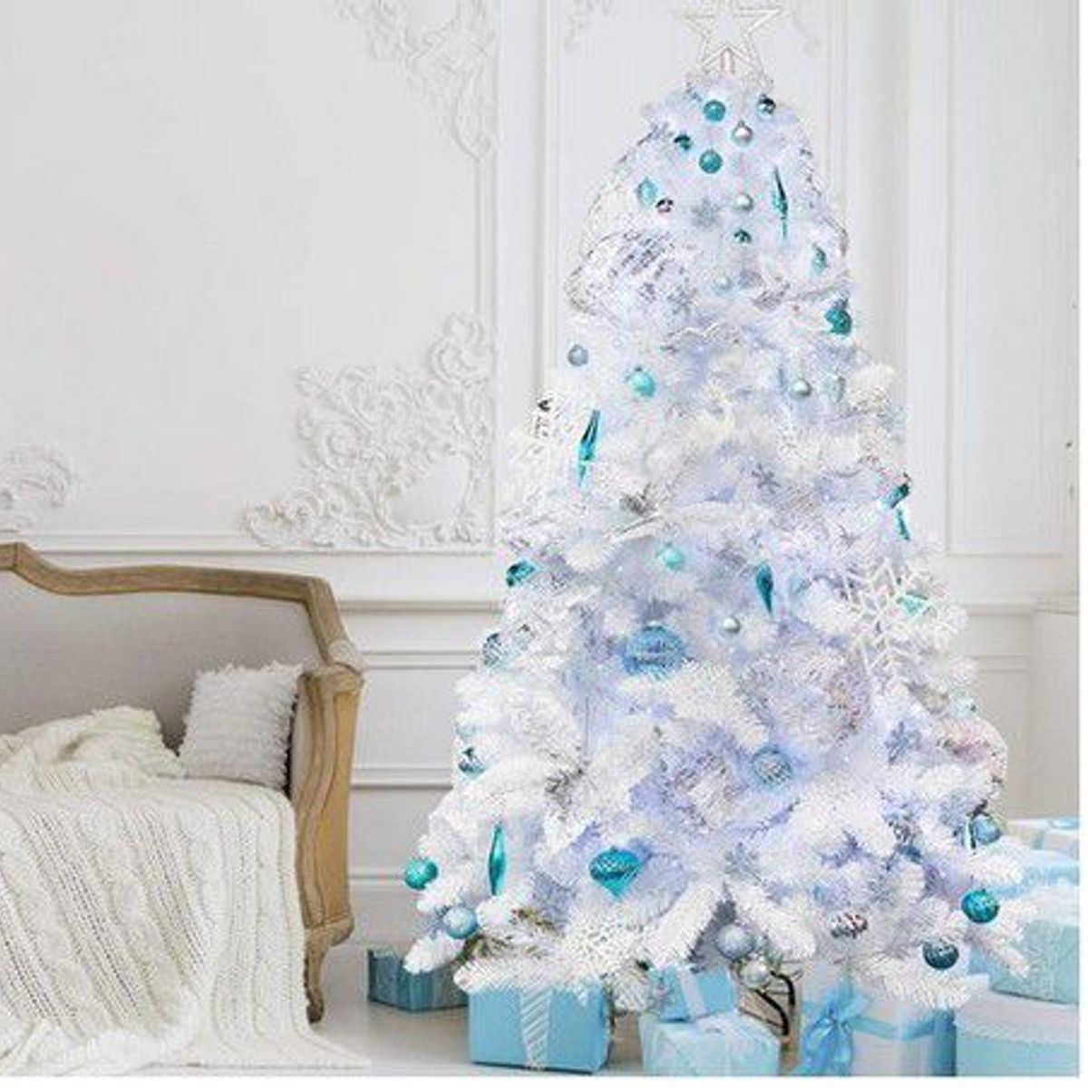 GENERICO - Árbol de Navidad blanco nevado 180 cm coposo