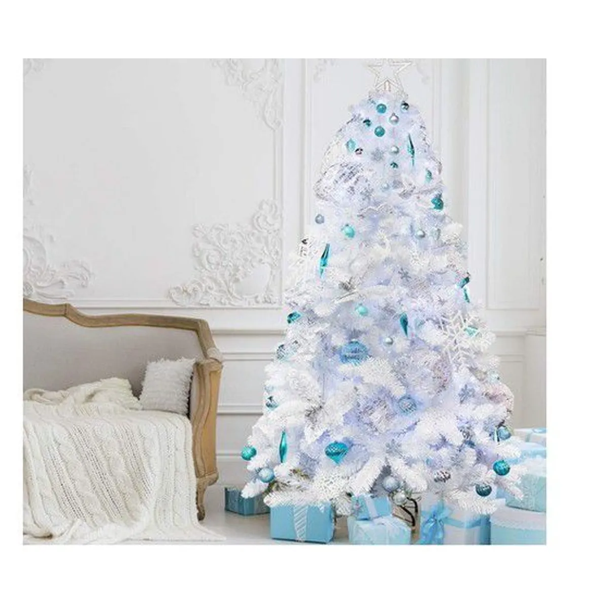 GENERICO - Árbol de Navidad blanco nevado 180 cm coposo