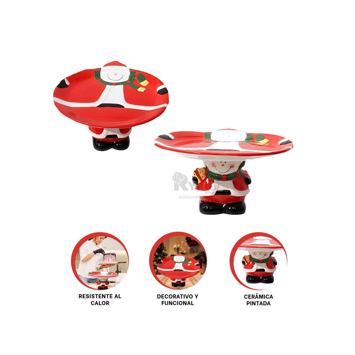 GENERICO - Porta Torta Navideño con Diseño Muñeco de Nieve