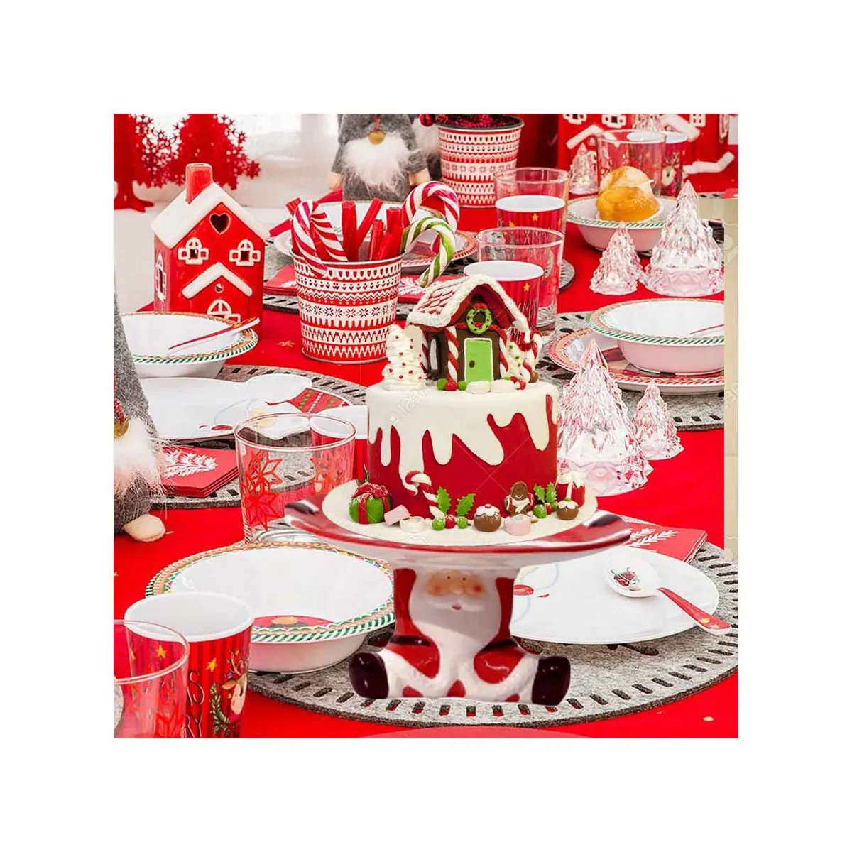 GENERICO - Porta Torta Navideño con Diseño Papa Noel