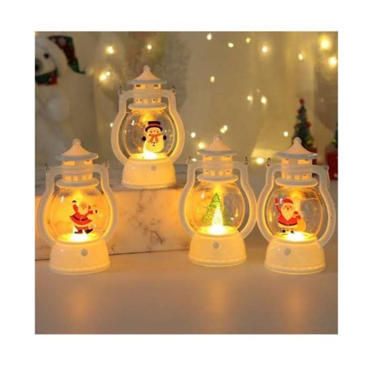 GENERICO - 3 Adorno Linterna Farolito de Mano Merry Christmas