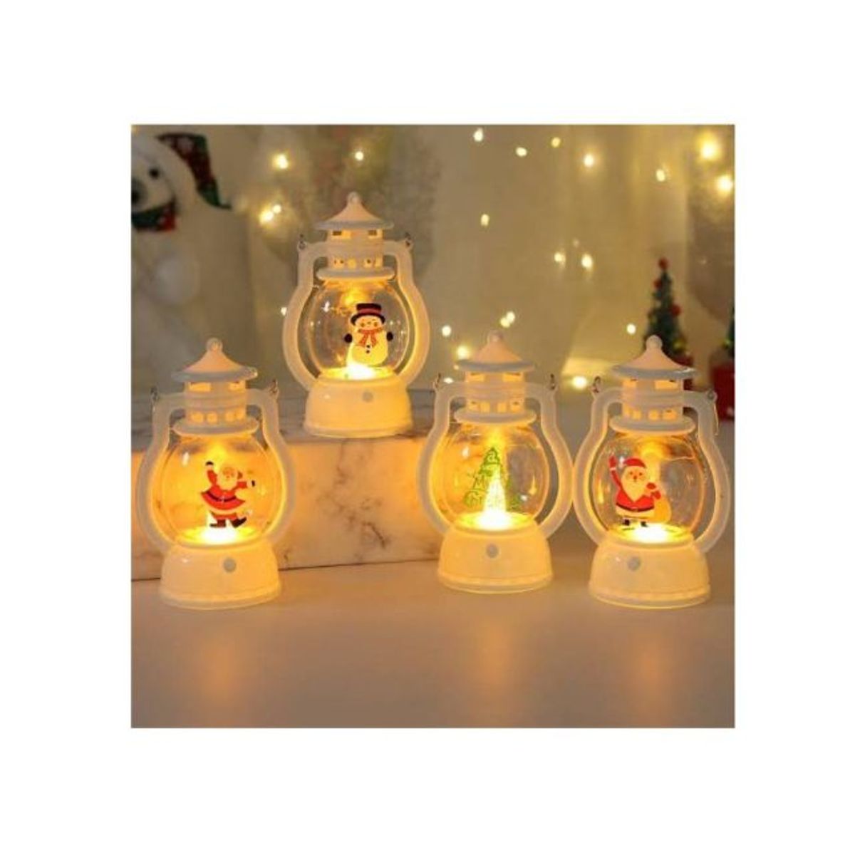 GENERICO - 3 Adorno Linterna Farolito de Mano Merry Christmas