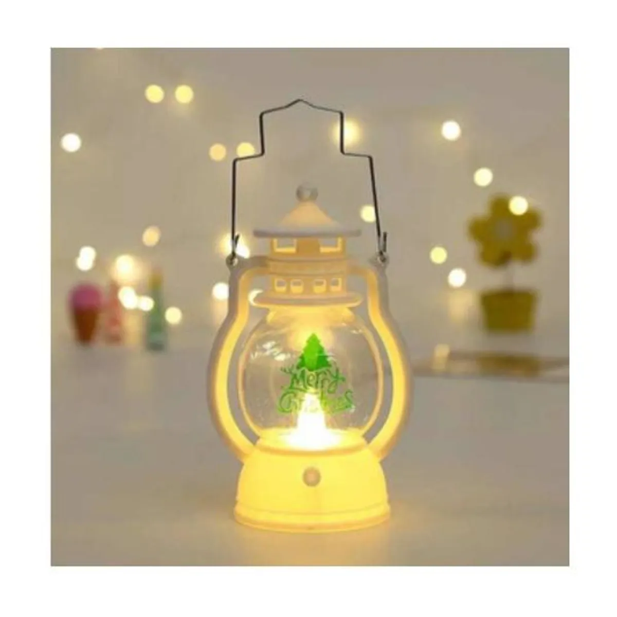 GENERICO - 3 Adorno Linterna Farolito de Mano Merry Christmas