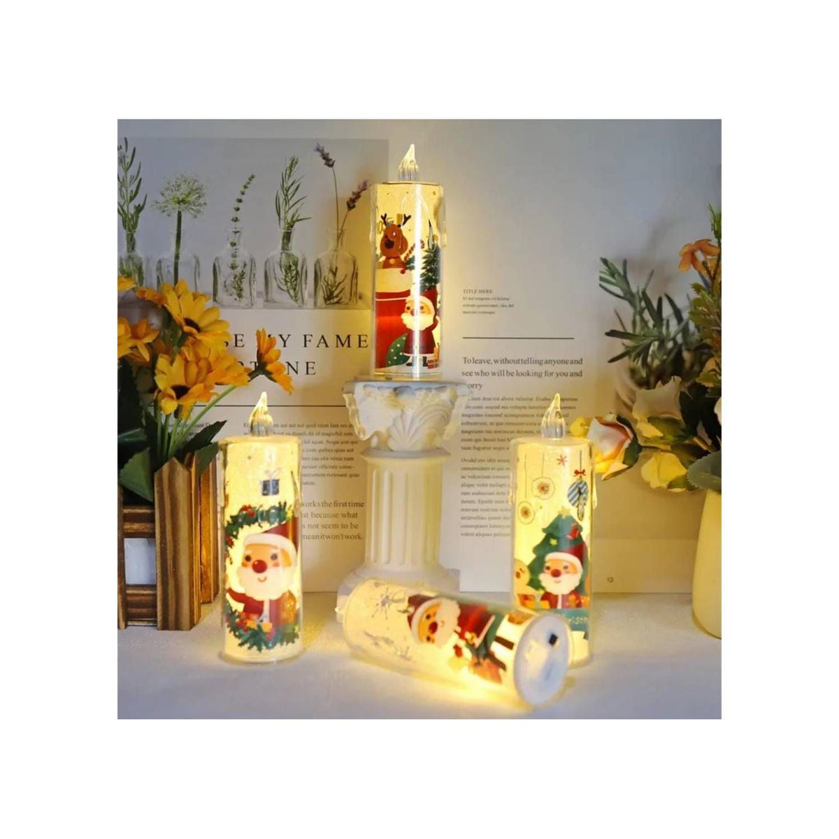 GENERICO - 3 Luces de vela LED de Navidad blanca cálida luz nocturna