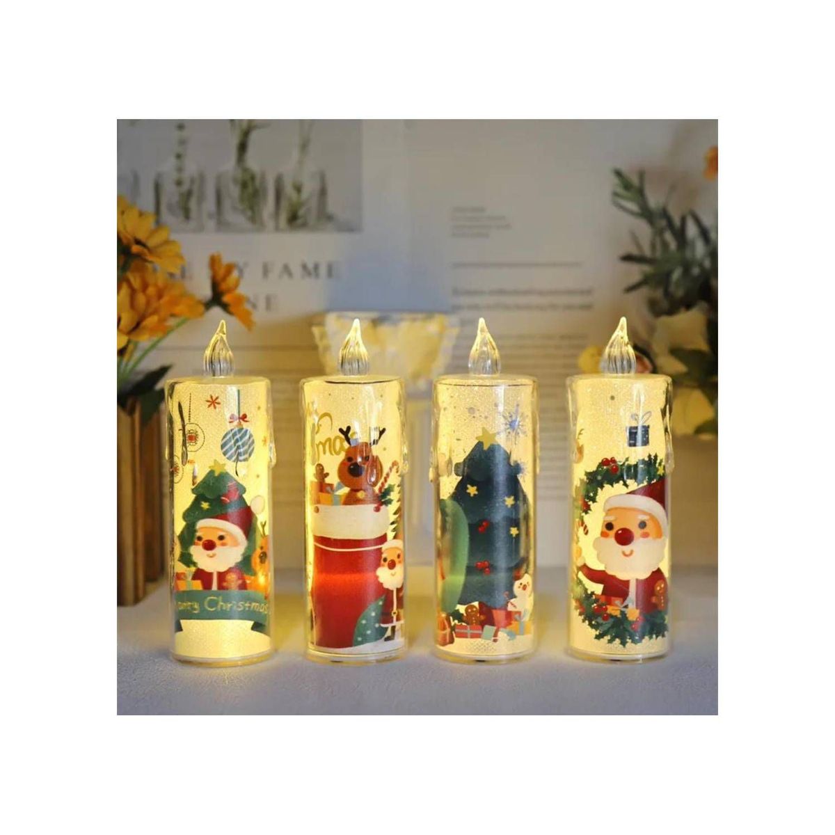 GENERICO - 3 Luces de vela LED de Navidad blanca cálida luz nocturna