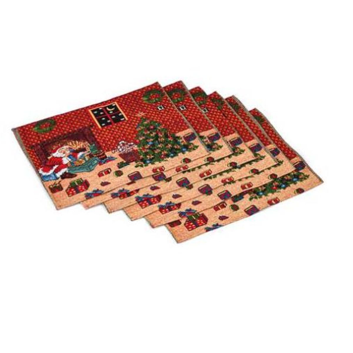 GENERICO - 6 NAVIDAD - Individual de poliéster colección navideña gobelino