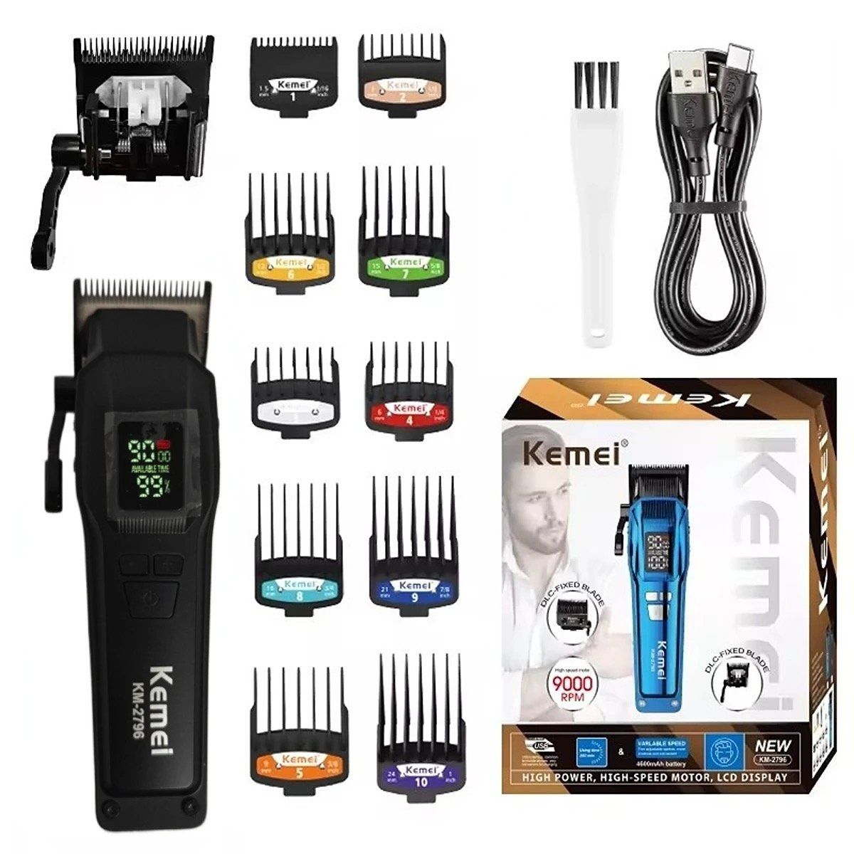 KEMEI - CORTADOR DE CABELLO KEMEI 2795 - CLIPPER - NEGRO
