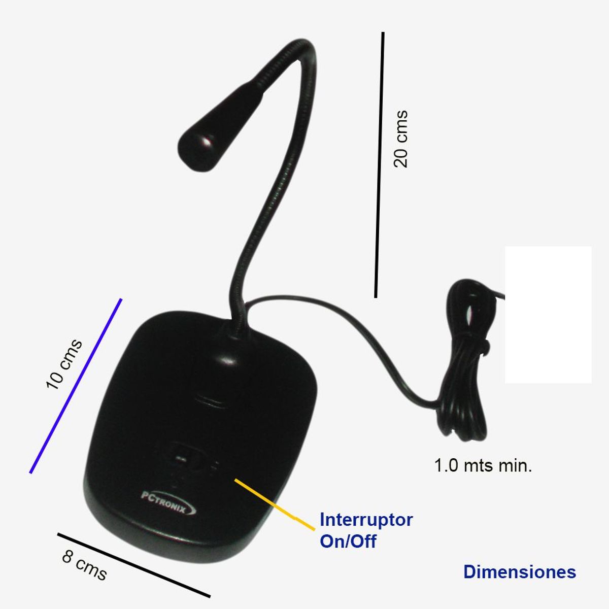 pctronix - Micrófono de pedestal USB para PC Laptop - PCTRONIX