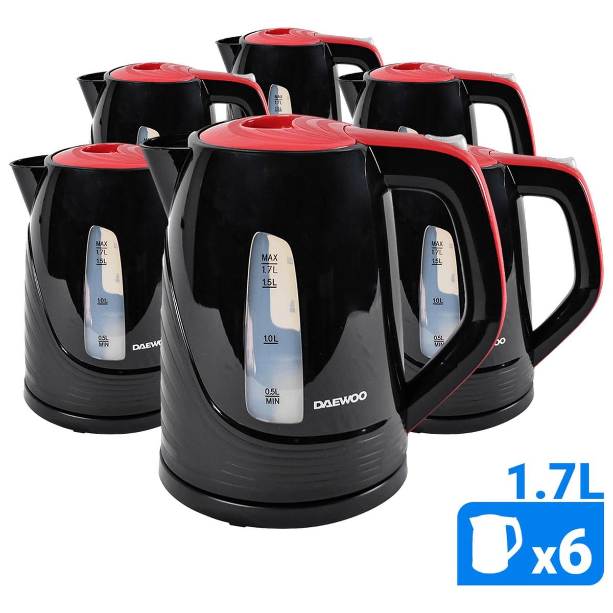 DAEWOO - Hervidor Eléctrico Daewoo 1.7 L Pack x6